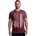 thumbnail image 1 of Shop4Ever Men's American Flag Red Line Patriotic 4th of July Graphic T-shirt Medium Maroon, 1 of 5
