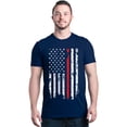 thumbnail image 1 of Shop4Ever Men's American Flag Red Line Patriotic 4th of July Graphic T-shirt Small Navy, 1 of 5