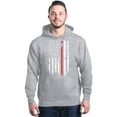 thumbnail image 1 of Shop4Ever Men's American Flag Red Line Patriotic 4th of July Hooded Sweatshirt Hoodie XXX-Large Sports Grey, 1 of 5