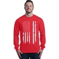 thumbnail image 1 of Shop4Ever Men's American Flag Red Line Patriotic 4th of July Long Sleeve Shirt Large Red, 1 of 5