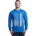 thumbnail image 1 of Shop4Ever Men's American Flag Red Line Patriotic 4th of July Long Sleeve Shirt XX-Large Royal Blue, 1 of 5