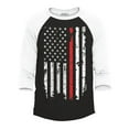 thumbnail image 1 of Shop4Ever Men's American Flag Red Line Patriotic 4th of July Raglan Baseball Shirt X-Large Black/White, 1 of 4