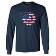 thumbnail image 1 of Shop4Ever Men's American Flag Sunflower Flower Star 4th of July Long Sleeve Shirt X-Large Navy, 1 of 5