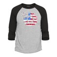 thumbnail image 1 of Shop4Ever Men's American Flag Sunflower Flower Star 4th of July Raglan Baseball Shirt Large Heather Grey/Black, 1 of 4