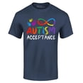 thumbnail image 1 of Shop4Ever Men's Autism Acceptance Infinity Symbol Graphic T-shirt X-Large Navy, 1 of 5