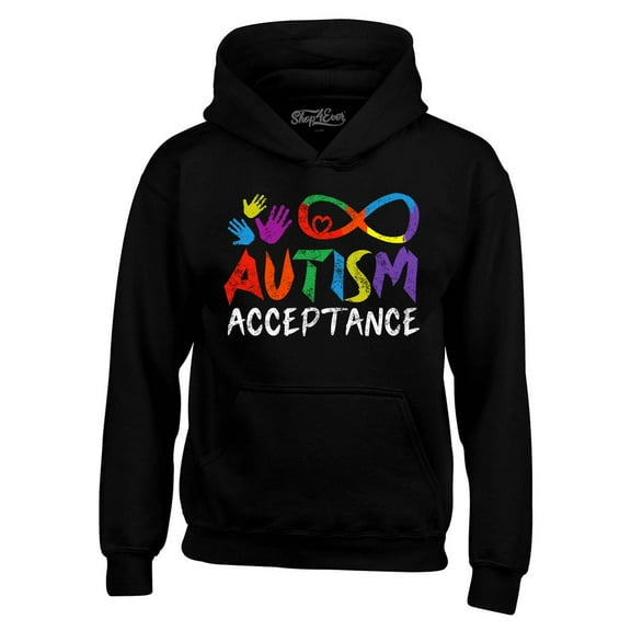 Shop4Ever Men's Autism Acceptance Infinity Symbol Hooded Sweatshirt Hoodie XXXXX-Large Black