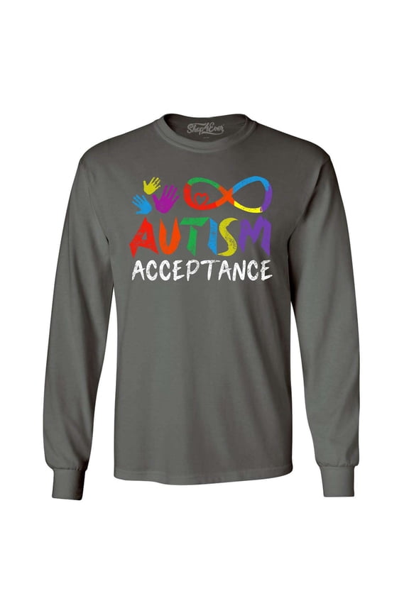 Men's Autism Acceptance Infinity Symbol Long Sleeve Shirt X-Large Charcoal