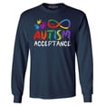 thumbnail image 1 of Shop4Ever Men's Autism Acceptance Infinity Symbol Long Sleeve Shirt XX-Large Navy, 1 of 5