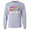 thumbnail image 1 of Shop4Ever Men's Autism Acceptance Infinity Symbol Long Sleeve Shirt XXX-Large Sports Grey, 1 of 5