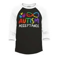 thumbnail image 1 of Shop4Ever Men's Autism Acceptance Infinity Symbol Raglan Baseball Shirt XX-Large Black/White, 1 of 4