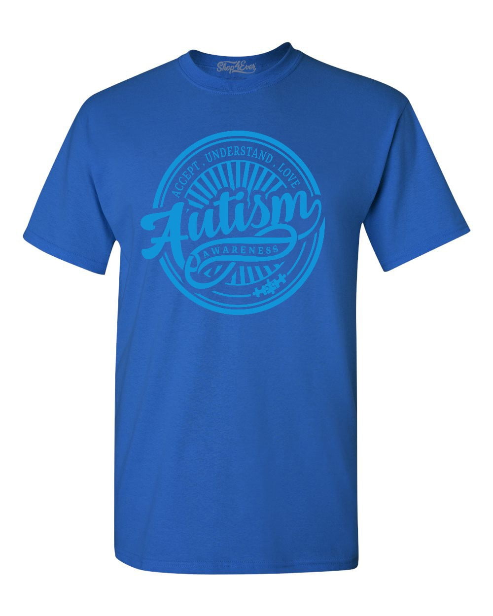 Shop4Ever Men's Autism Awareness Accept Understand Love Circle Graphic T-shirt Large Royal Blue