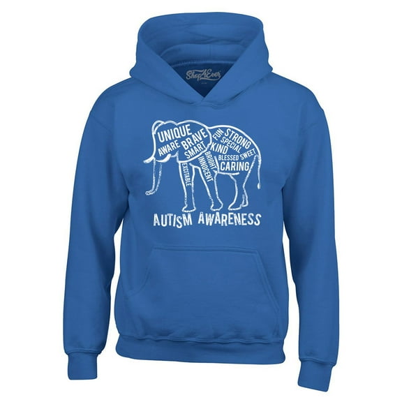 Shop4Ever Men's Autism Awareness Elephant Hooded Sweatshirt Hoodie XX-Large Royal Blue