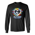 thumbnail image 1 of Shop4Ever Men's Autism Awareness Hands Puzzle Heart Long Sleeve Shirt X-Large Black, 1 of 5
