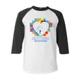 thumbnail image 1 of Shop4Ever Men's Autism Awareness Hands Puzzle Heart Raglan Baseball Shirt Large White/Black, 1 of 5