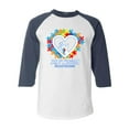thumbnail image 1 of Shop4Ever Men's Autism Awareness Hands Puzzle Heart Raglan Baseball Shirt X-Large White/Navy, 1 of 5