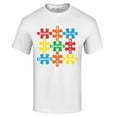 thumbnail image 1 of Shop4Ever Men's Autism Awareness Puzzle Pieces with Words Graphic T-shirt Small White, 1 of 5