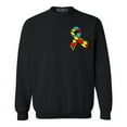 thumbnail image 1 of Shop4Ever Men's Autism Awareness Puzzle Ribbon Pocket Size Crewneck Sweatshirt Small Black, 1 of 5