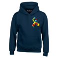 thumbnail image 1 of Shop4Ever Men's Autism Awareness Puzzle Ribbon Pocket Size Hooded Sweatshirt Hoodie Large Navy, 1 of 5