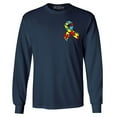 thumbnail image 1 of Shop4Ever Men's Autism Awareness Puzzle Ribbon Pocket Size Long Sleeve Shirt Medium Navy, 1 of 5