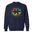 thumbnail image 1 of Shop4Ever Men's Autism Awareness Splatter Paint Puzzle Piece Crewneck Sweatshirt XXX-Large Navy, 1 of 5