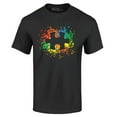 thumbnail image 1 of Shop4Ever Men's Autism Awareness Splatter Paint Puzzle Piece Graphic T-shirt XXXX-Large Black, 1 of 5