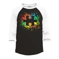thumbnail image 1 of Shop4Ever Men's Autism Awareness Splatter Paint Puzzle Piece Raglan Baseball Shirt Large Black/White, 1 of 4