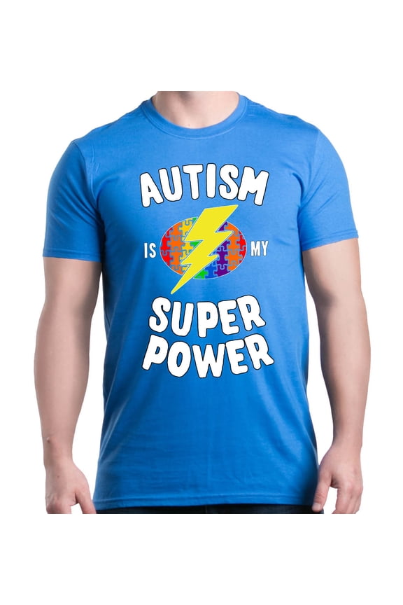 Men's Autism Is My Super Power Autism Awareness Graphic T-shirt Small Royal Blue