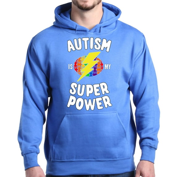 Shop4Ever Men's Autism Is My Super Power Autism Awareness Hooded Sweatshirt Hoodie X-Large Royal Blue