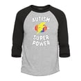 thumbnail image 1 of Shop4Ever Men's Autism Is My Super Power Autism Awareness Raglan Baseball Shirt Small Heather Grey/Black, 1 of 4