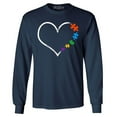 thumbnail image 1 of Shop4Ever Men's Autism Love Heart Puzzle Pieces Long Sleeve Shirt XX-Large Navy, 1 of 5