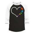 thumbnail image 1 of Shop4Ever Men's Autism Love Heart Puzzle Pieces Raglan Baseball Shirt X-Small Black/White, 1 of 4