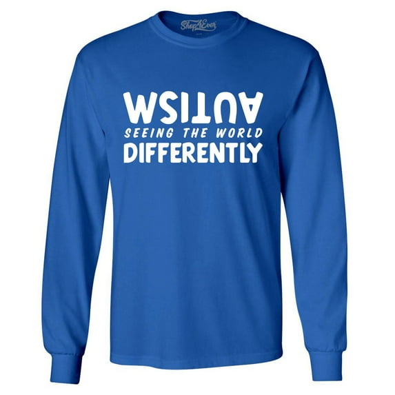 Shop4Ever Men's Autism Seeing the World Differently Long Sleeve Shirt XXX-Large Royal Blue