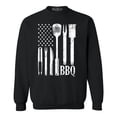 thumbnail image 1 of Shop4Ever Men's BBQ American Flag USA Grill Cook Crewneck Sweatshirt Small Black, 1 of 5