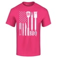 thumbnail image 1 of Shop4Ever Men's BBQ American Flag USA Grill Cook Graphic T-shirt Large Heliconia Pink, 1 of 5