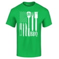 thumbnail image 1 of Shop4Ever Men's BBQ American Flag USA Grill Cook Graphic T-shirt XXXXX-Large Irish Green, 1 of 5