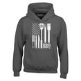 thumbnail image 1 of Shop4Ever Men's BBQ American Flag USA Grill Cook Hooded Sweatshirt Hoodie Large Charcoal, 1 of 5