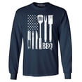 thumbnail image 1 of Shop4Ever Men's BBQ American Flag USA Grill Cook Long Sleeve Shirt Large Navy, 1 of 5