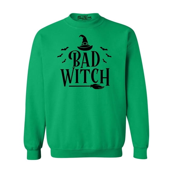 Shop4Ever Men's Bad Witch "BLACK" Halloween Costume Crewneck Sweatshirt XXX-Large Irish Green