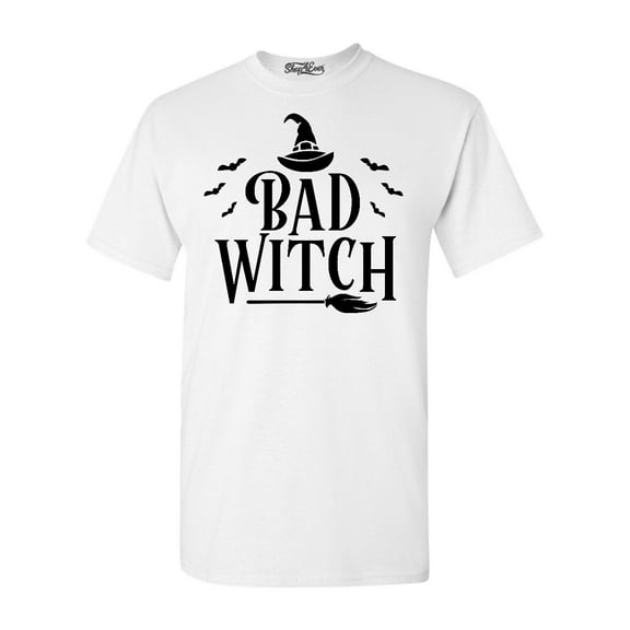 Shop4Ever Men's Bad Witch "BLACK" Halloween Costume Graphic T-shirt Medium White