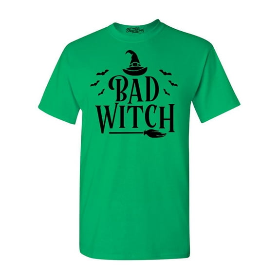 Shop4Ever Men's Bad Witch "BLACK" Halloween Costume Graphic T-shirt Small Irish Green