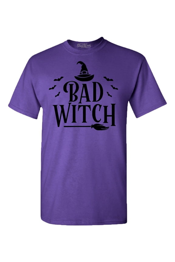 Men's Bad Witch "BLACK" Halloween Costume Graphic T-shirt X-Large Purple