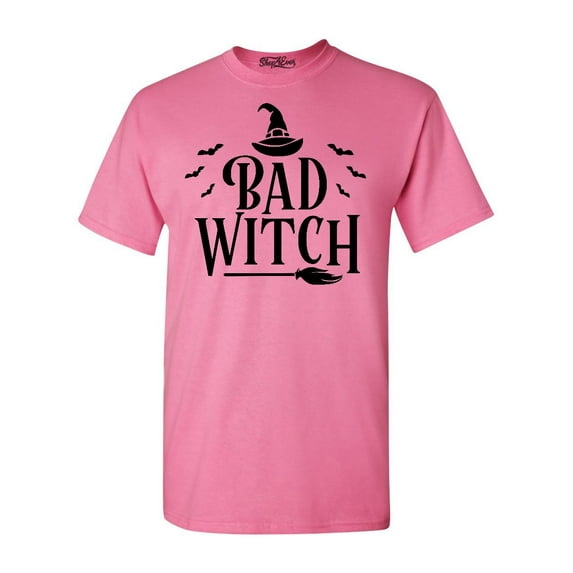 Shop4Ever Men's Bad Witch "BLACK" Halloween Costume Graphic T-shirt XX-Large Azalea Pink