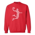thumbnail image 1 of Shop4Ever Men's Basketball Player Dunk Silhouette Word Cloud Crewneck Sweatshirt Small Red, 1 of 5