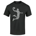 thumbnail image 1 of Shop4Ever Men's Basketball Player Dunk Silhouette Word Cloud Graphic T-shirt Medium Black, 1 of 5