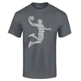thumbnail image 1 of Shop4Ever Men's Basketball Player Dunk Silhouette Word Cloud Graphic T-shirt Small Charcoal, 1 of 5