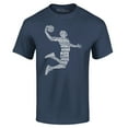 thumbnail image 1 of Shop4Ever Men's Basketball Player Dunk Silhouette Word Cloud Graphic T-shirt XXXX-Large Navy, 1 of 5