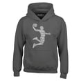 thumbnail image 1 of Shop4Ever Men's Basketball Player Dunk Silhouette Word Cloud Hooded Sweatshirt Hoodie Medium Charcoal, 1 of 5