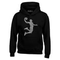 thumbnail image 1 of Shop4Ever Men's Basketball Player Dunk Silhouette Word Cloud Hooded Sweatshirt Hoodie Small Black, 1 of 5