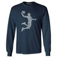 thumbnail image 1 of Shop4Ever Men's Basketball Player Dunk Silhouette Word Cloud Long Sleeve Shirt XXX-Large Navy, 1 of 5