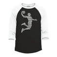 thumbnail image 1 of Shop4Ever Men's Basketball Player Dunk Silhouette Word Cloud Raglan Baseball Shirt Medium Black/White, 1 of 4